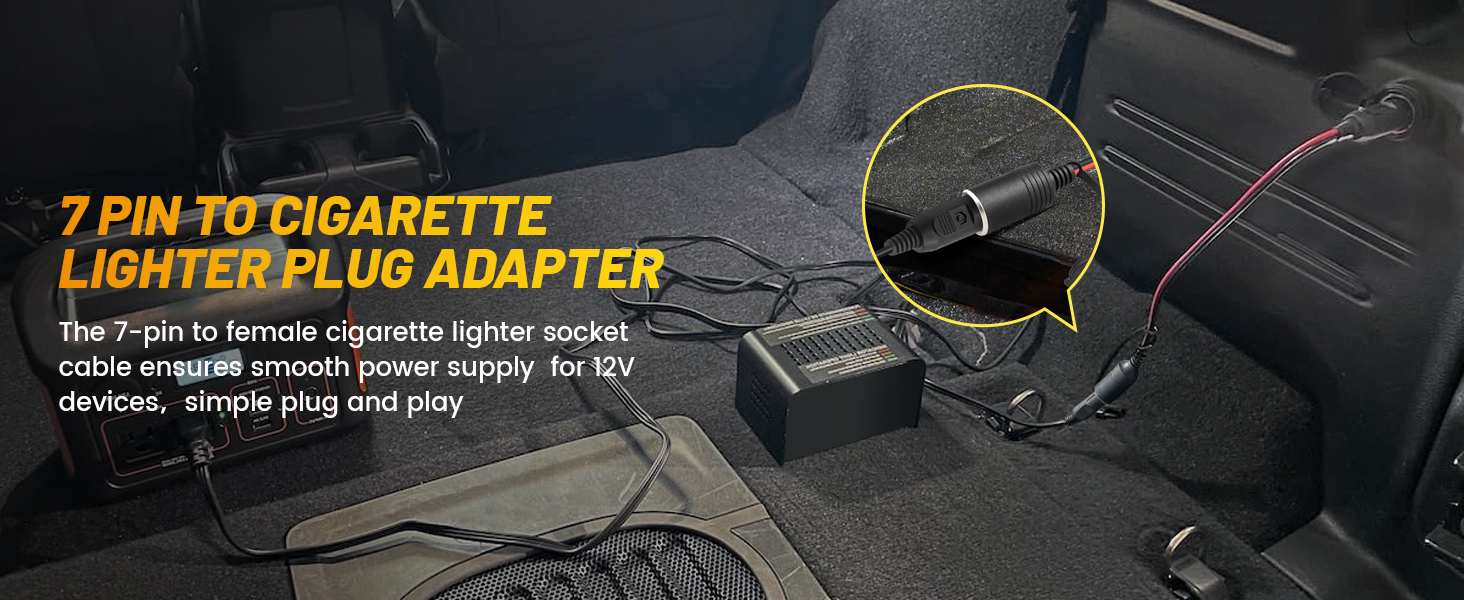 7-way trailer plug to cigarette lighter plug