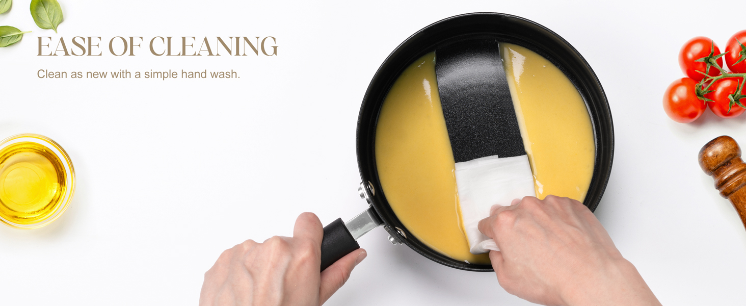 easy to clean 3 quart saucepan with lid