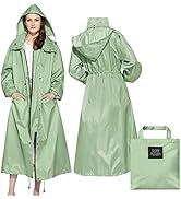 Womens Long Raincoats Rain Jacket Waterproof Packable Outdoor Hooded Windbreaker Lightweight Adju...