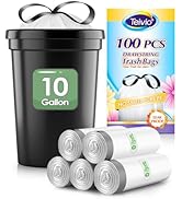 Teivio 10 Gallon Drawstring Trash Bags 100 Counts Medium Kitchen Garbage Bags fit 30-35 Liter Gar...