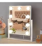 HIEEY Hollywood Vanity Mirror with Lights, Makeup 9 Dimmable Bulbs Three Color Lighting Modes, an...