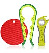 Jar Opener- Pad Rubber Jar Can Lid Opener, 5 in 1 Multi Function Can Opener Bottle Opener Kit wit...