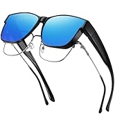 GEGURI Polarized Sunglasses Fit Over Glasses for Men Women, Oversized Square Sun Glasses UV400 Pr...