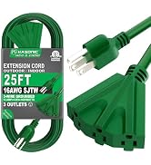 K KASONIC - 25 Ft Extension Cord with 3 Outlets, UL Listed 16/3 SJTW, 3-Wire Grounded, 13A 125V 1...