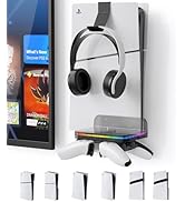 PS5 Wall Mount for All PS5 Models with RGB Light, PS5 Shelf Compatible with All PlayStation 5 Mod...
