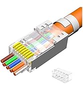 VIVOCH 50 Pcs Cat7 RJ45 Pass Through Connectors, Cat7 RJ45 Pass Through Plugs, Cat7 2-Piece Metal...