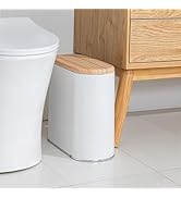 TODAYGO Small Bathroom Trash Can with Lid, 10L/2.6 Gal Slim Wastebasket - Odor &amp; Pet Proof, Inner...