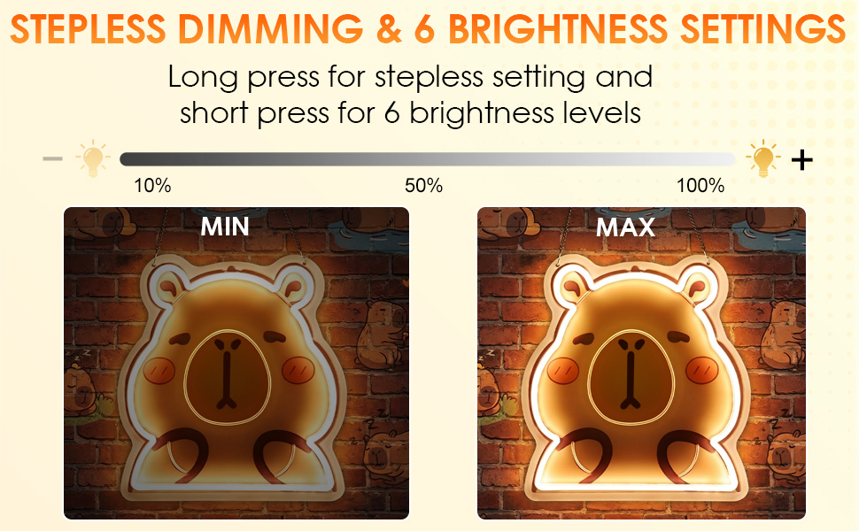 Dimmable Led Capybara Light Neon Sign for Children's Room Party Decor Birthday Gift for Kids