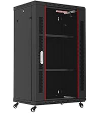 12U Wall Mount Network Cabinet, 18 Inch Deep Enclosed Server Rack with Locking Tempered Glass Door f...