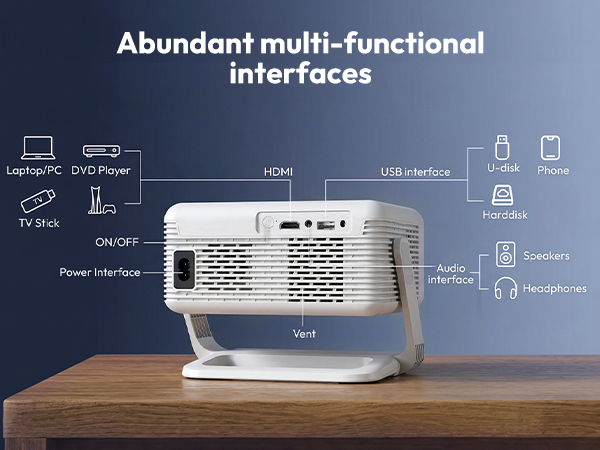 Auto Focus Keystone Smart Projector with WiFi6 and Bluetooth 5.4
