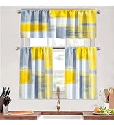 MCALK Grey and Yellow Kitchen Curtains Tiers and Valances Set 3 Piece for Windows Grey White Kitc...