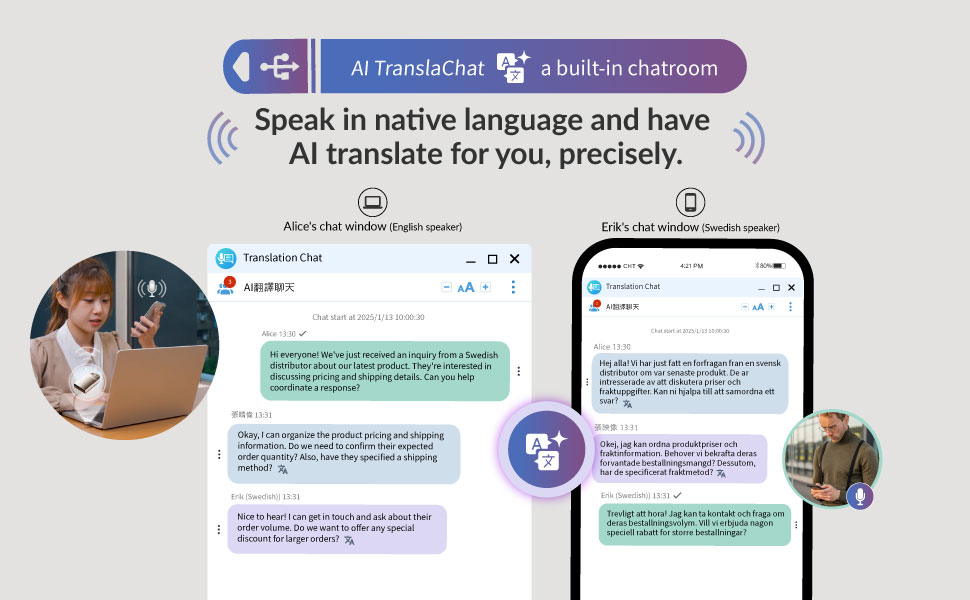 A Built-in online chatroom that has AI translate in real time