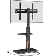 Perlegear Floor TV Stand with Power Outlet, Universal TV Stand for 32-75 inch TVs up to 110 lbs, ...