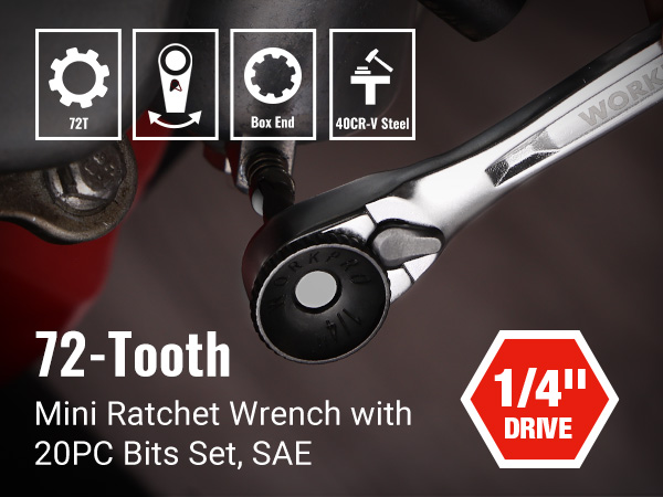 Mini Ratchet Wrench with 20PC Bits Set