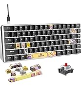Wired Mechanical Gaming Keyboard Hot-Swappable Compact 82 Keys,9 Dye Sublimation Keycaps,White Ba...