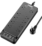 Power Strip Surge Protector with USB, 8ft Extension Cord Flat Plug USB C Power Strip with 10 AC O...