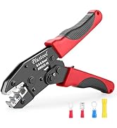 Plustool Crimping Tool for Insulated Electrical Connectors AWG 22-10 - Ratcheting Wire Terminal C...