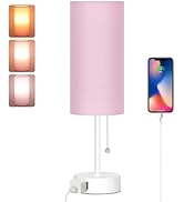 Dott Arts Table Lamp for Bedroom, 3-Color Bedside Lamps with Pull Chain, Bedroom Table Lamps for ...