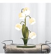WERFOP Vintage Flower Table Lamp, 5 Lily of The Valley Desk Lamp for Bedside 3 Color Modes Cute R...