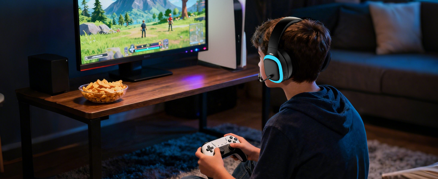 wireless gaming headset for ps5 with mic low latency bluetooth gaming headphones