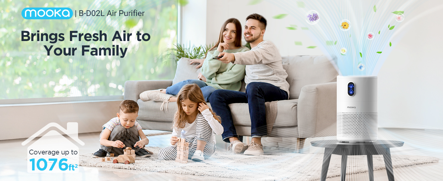 MOOKA Air Purifiers for Home Large Room up to 1076ft²