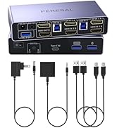 PERESAL HDMI2.1+DP1.4 KVM Switch 8K60Hz 4K120Hz, 2 Monitors 2 Conputers, Share Mouse and Keyboard...