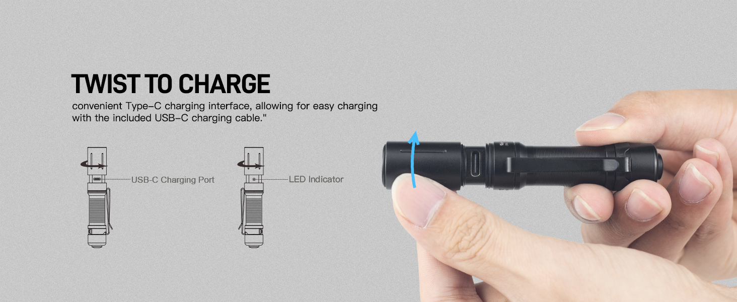 type c charging flashlight