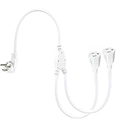 2FT Power Extension Cord 2 Way Splitter - 1 to 2 Splitter Outlet Power Cable White,SJT 14AWG,1875...