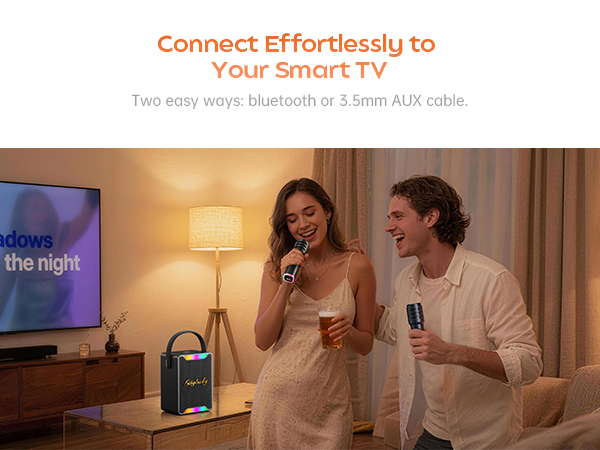 Karaoke Machine for Kids and Adults, Portable Karaoke Machine with 2 Wireless Microphones