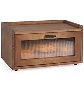 Sunhoo Bread Box for Kitchen Countertop Stackable Pine Wood Bread Bin Large Breadbox with Magneti...