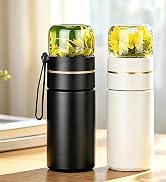 Glass Teapot With Infuser, Travel Tea Mug, Portable Tea Infuser Bottle 15OZ | Loose Tea Cup With ...