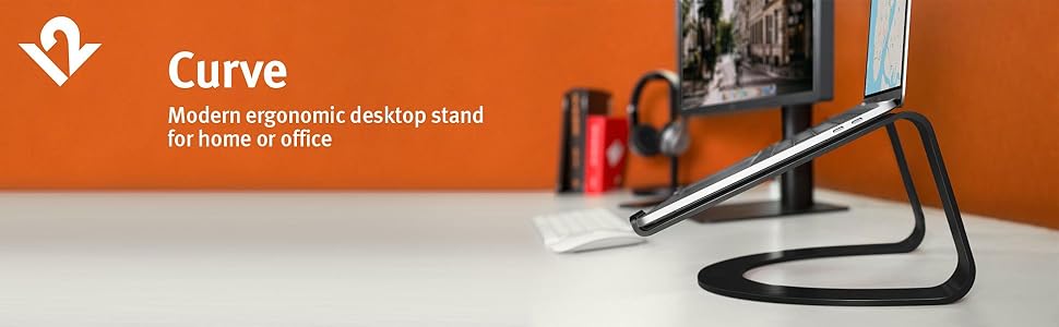 Curve, modern, ergonomic, desktop stand, home office