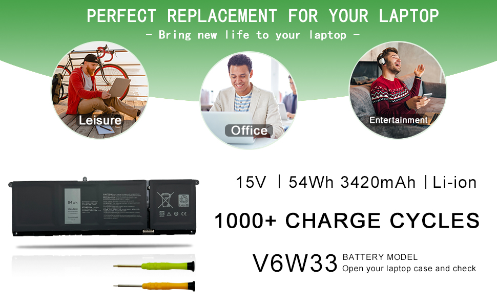 V6W33 Laptop Battery Replacement for Dell Latitude 3320 3420 3520 Inspiron 5410 5418