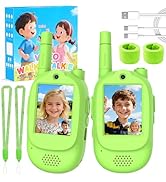 Video Walkie Talkies for Kids, 2 Pack Rechargeable Real-Time Video Chat &amp; Voice Changer Walkies T...