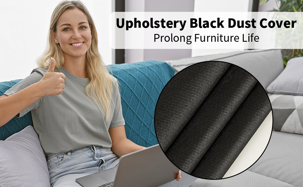 Black Cambric Dust Cover Replacement for Sofas, Beds, Chairs