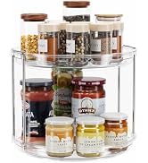 LAMU 2 Tier Lazy Susan Turntable Organizer 9.25'' Rotating Spice Rack Organization for Cabinet, K...
