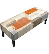 MCALK Orange Stretch Dining Bench Cover, Washable Abstract Bench Seat Protector Cover,Anti-Dust R...