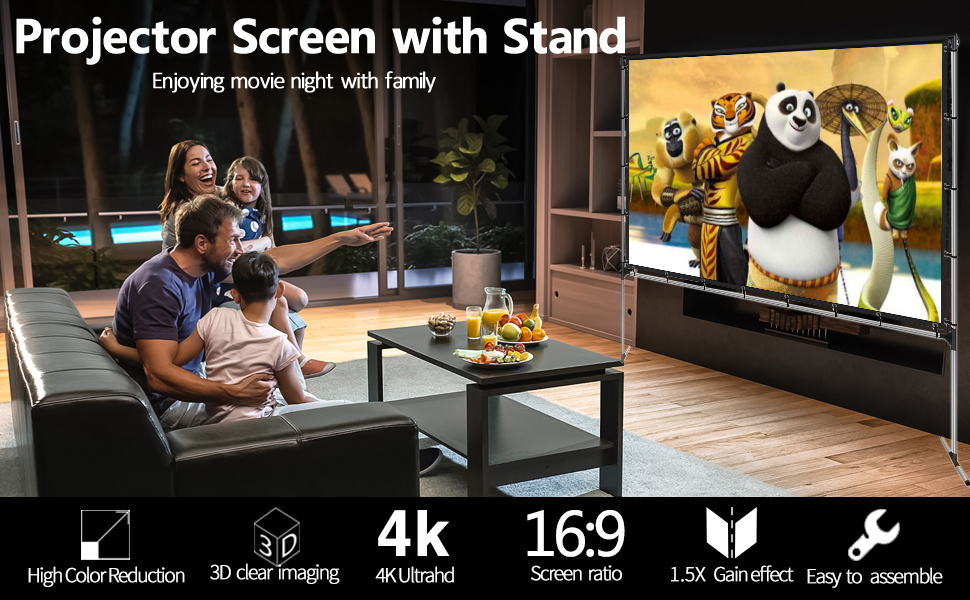 outdoor projector movie screen gives you indoor family cinema,party backyard,home theater,camping