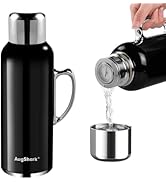 Augshark 34 oz Black Insulated Water Bottle, Vacuum Stainless Steel Water Flask Jug with Handle &amp;...