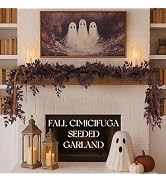 Fall Decor - Fall Decorations for Home - 6 Ft Plum Cimicifuga Seeded Garland - Artificial Leaf Ga...