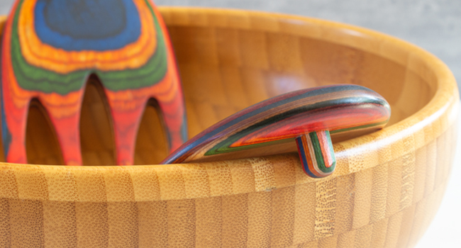 Baltique Marrakesh Salad Hands server serving utensil set colorful toss tongs fork host party wooden