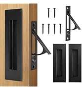 HBL' Pocket Door Hardware Set – 2 Recessed Flush Finger Pulls &amp; 1 Edge Pull, Made of 304 Stainles...