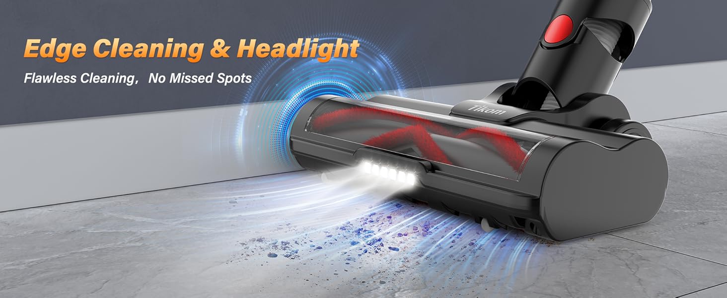 cordless stick vacuum cleaner with LED screen light headlight lightweight small edge cleaning