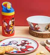 Zak Designs Marvel Spider-Man 5 Piece Set Includes Plate, Bowl, Water Bottle and Utensil