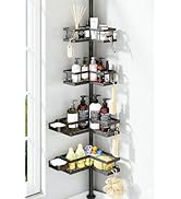 YASONIC No-Drill Corner Shower Caddy — Adjustable Tension Pole (25.7-109.1"), 4-Tier Rust-Resista...