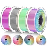 TECBEARS 4-Color Silk PLA Filament Bundle, Silk 3D Printer Filament, Shiny Silk Texture, 1kg in T...