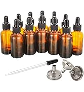 12 PCS, 1 oz Dropper Bottles for Essential Oils with 3 Stainless Steel Funnels &amp; 1 Long Glass Dro...