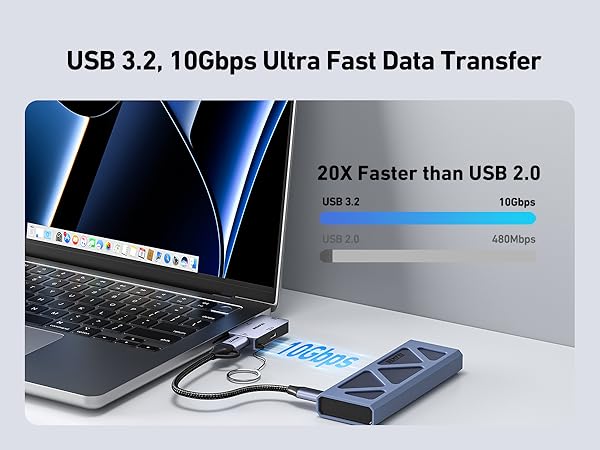 BENFEI USB C Hub 3-in-1, Super Compact, USB-C to HDMI 4K@60Hz, 10Gbps USB-A, 100W Power Delivery