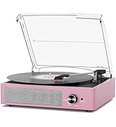 Record Player with Speakers Belt-Driven Vintage Turntables 3 Speed 3 Size Wireless Bluetooth Play...