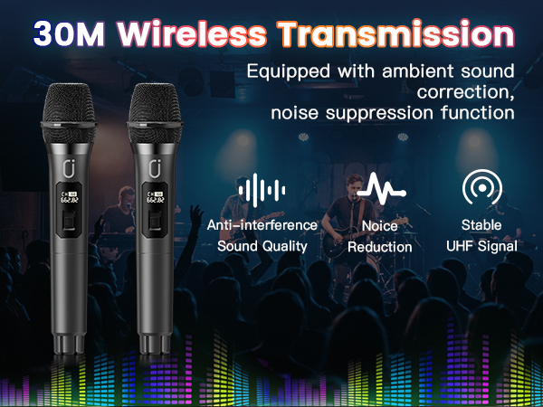 Bluetooth 5.3 wireless UHF microphone provides a stable connection up to 30 meters.